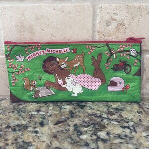 BlueQ Green MIGHTY MICHELLE Obama Nature Zippered Pencil Bag Pouch 8.5x4"